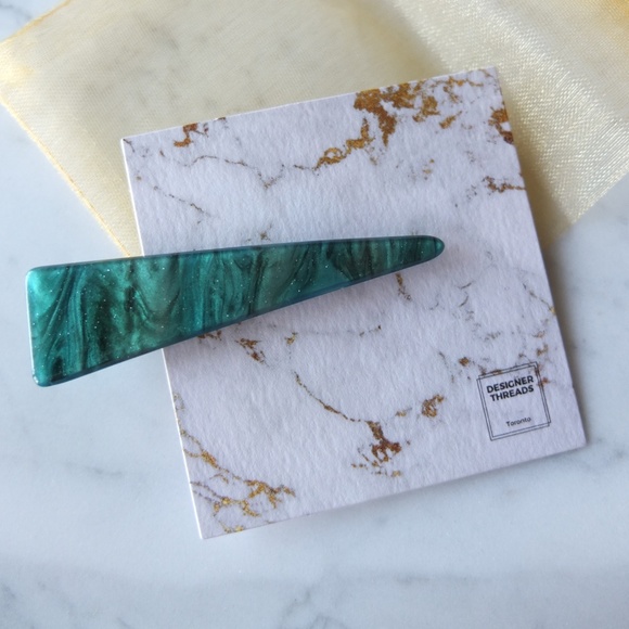 Accessories - Emerald Iridescent Marble Hairclip Small